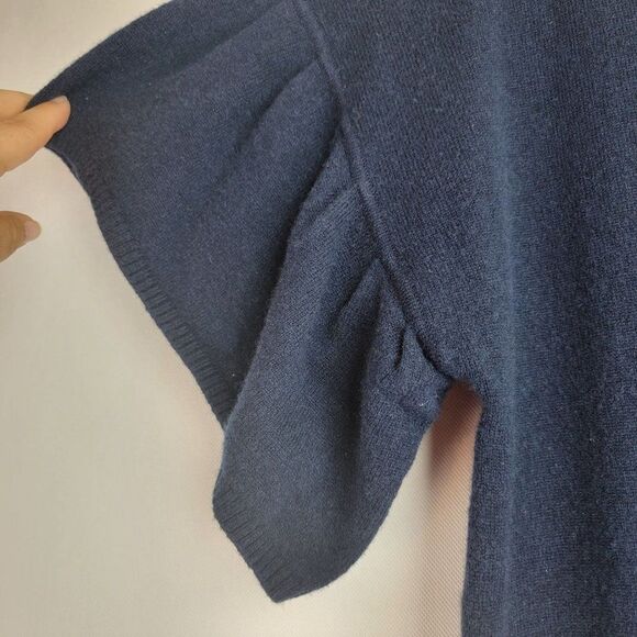 BCBG Maxazria Womens Size Small Blue V-Neck Short Sleeve Lambswool Tunic Sweater - Picture 3 of 7